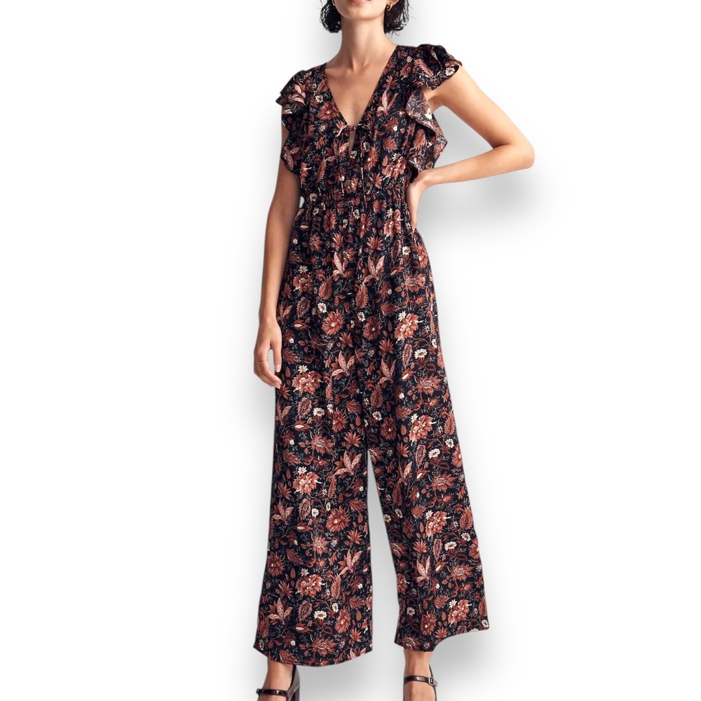 Madewell Black Floral Jumpsuit